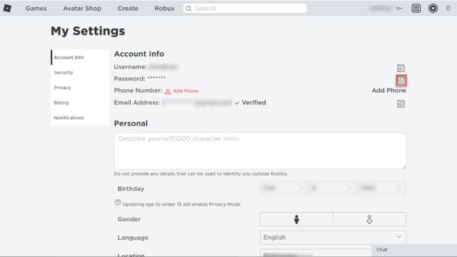 Cách đổi mật khẩu roblox nhanh chóng